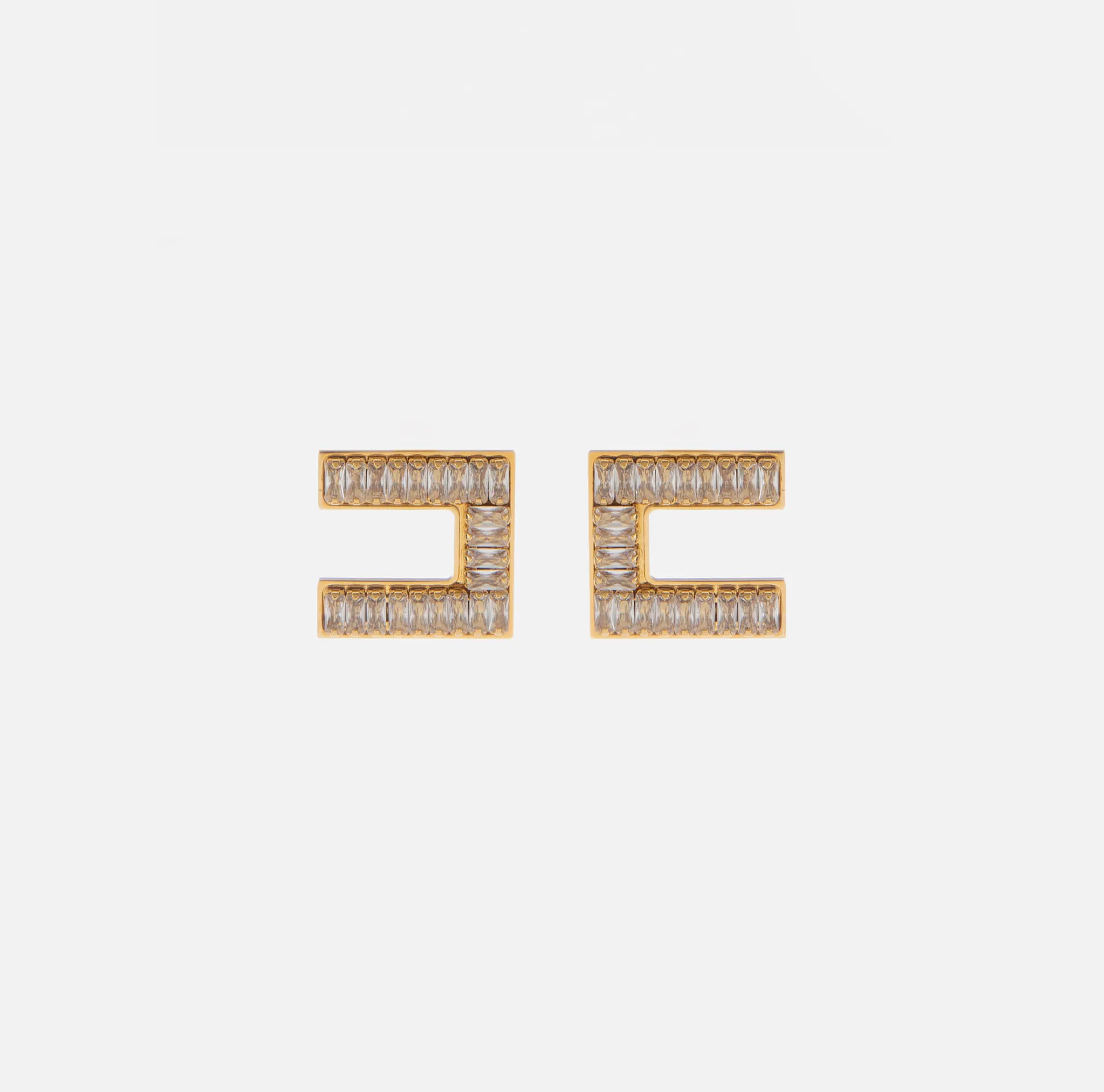 Elisabetta Franchi Mostra Tutti^Orecchini Logo Con Strass Baguette