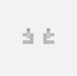 Elisabetta Franchi Mostra Tutti^Orecchini Logo Silver Con Strass