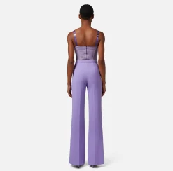 Elisabetta Franchi Pantaloni E Shorts^Pantalone A Palazzo In Crepe Stretch Con Patte