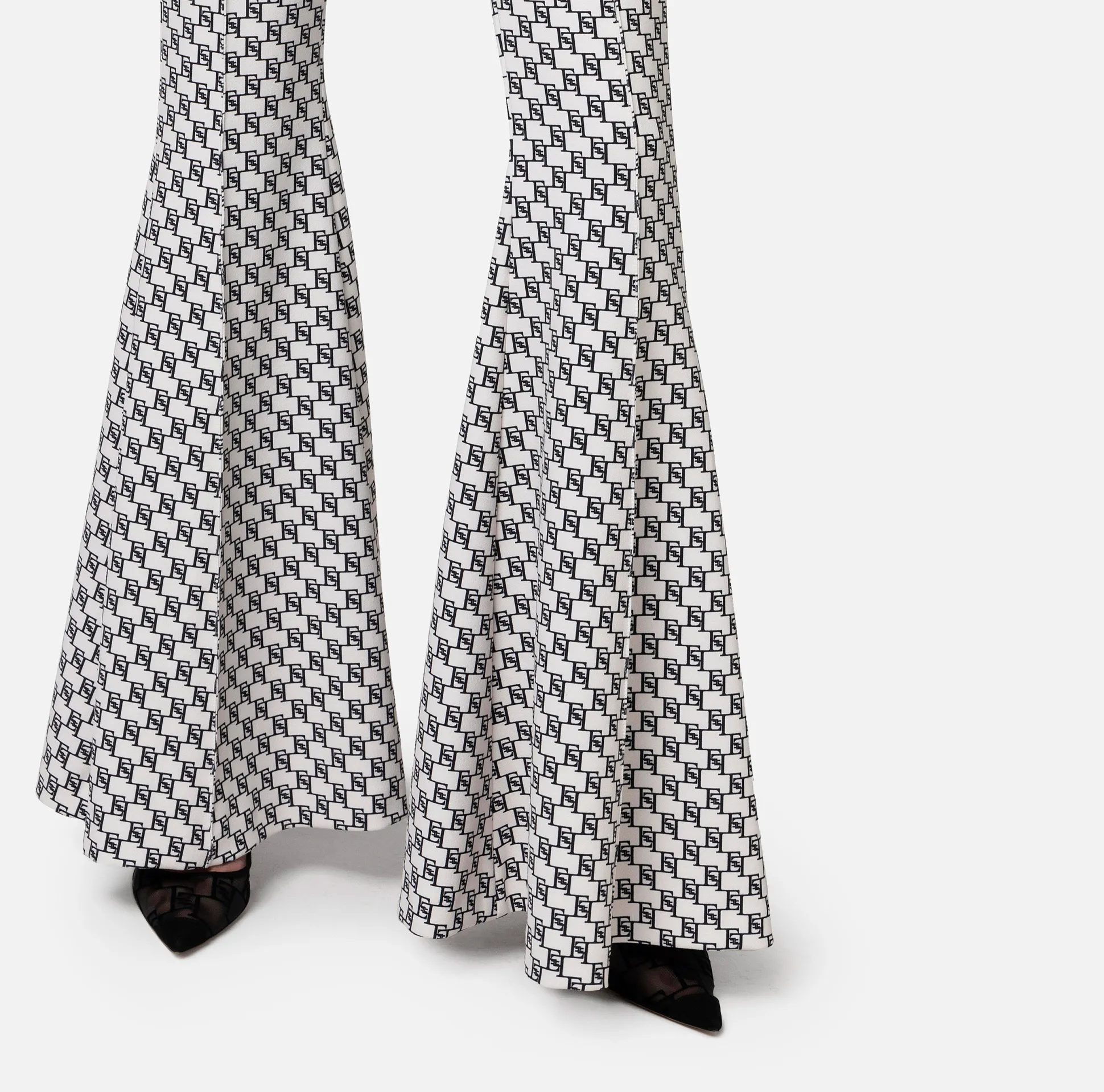 Elisabetta Franchi Pantaloni E Shorts^Pantalone A Zampa In Crepe Stretch Stampa Logo