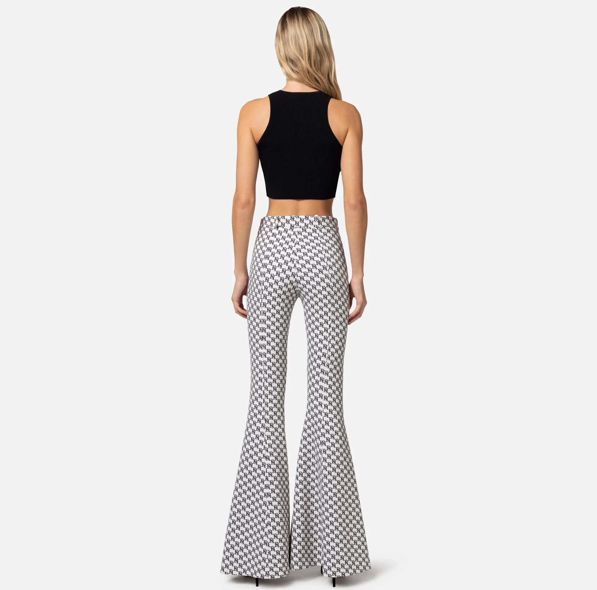 Elisabetta Franchi Pantaloni E Shorts^Pantalone A Zampa In Crepe Stretch Stampa Logo