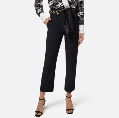 Elisabetta Franchi Pantaloni E Shorts^Pantalone A Zampetta In Crepe Stretch Con Cintura Foulard