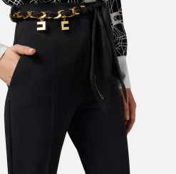Elisabetta Franchi Pantaloni E Shorts^Pantalone A Zampetta In Crepe Stretch Con Cintura Foulard