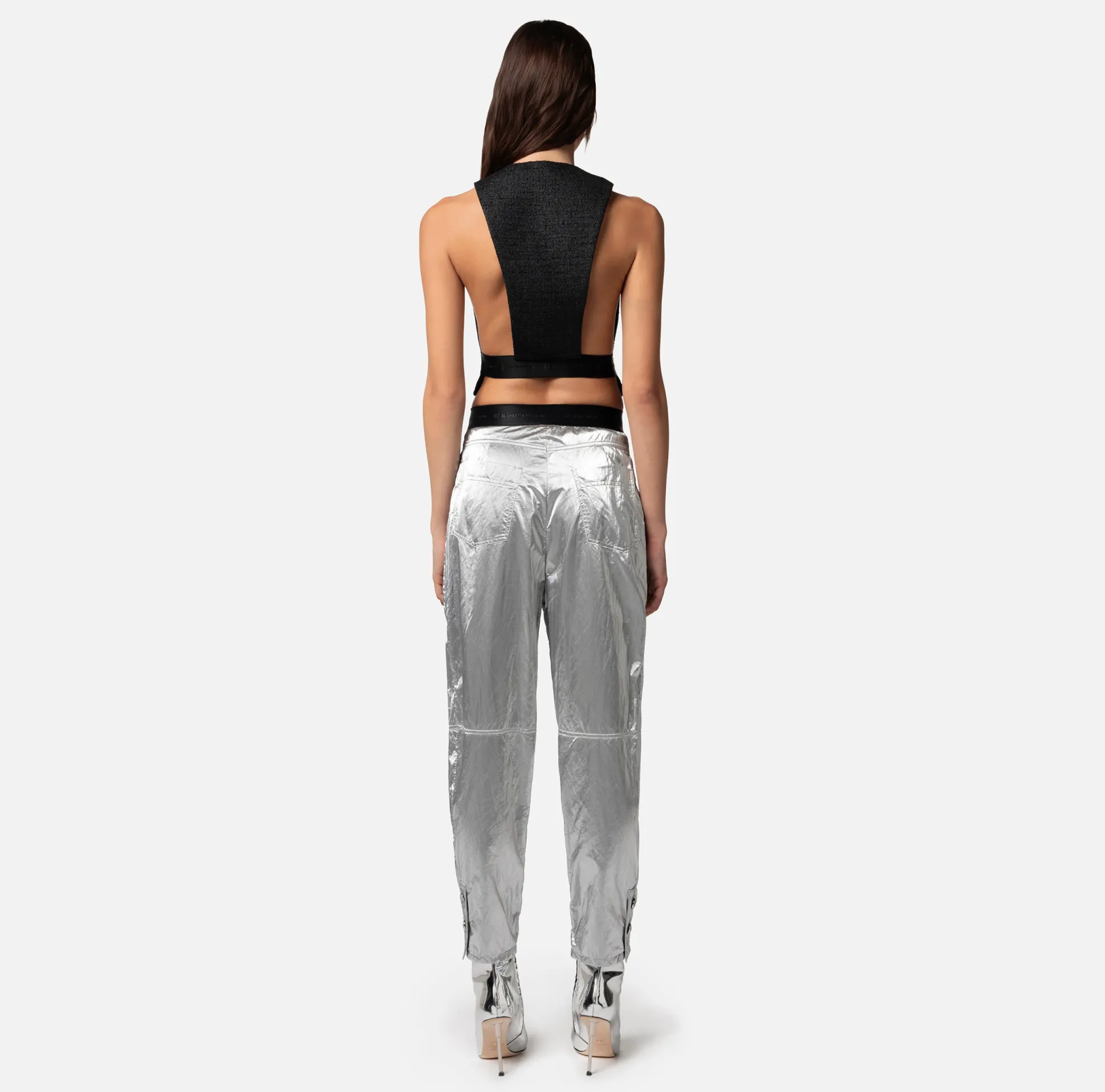 Elisabetta Franchi Pantaloni E Shorts^Pantalone Boyfriend In Viscosa Metallizzata