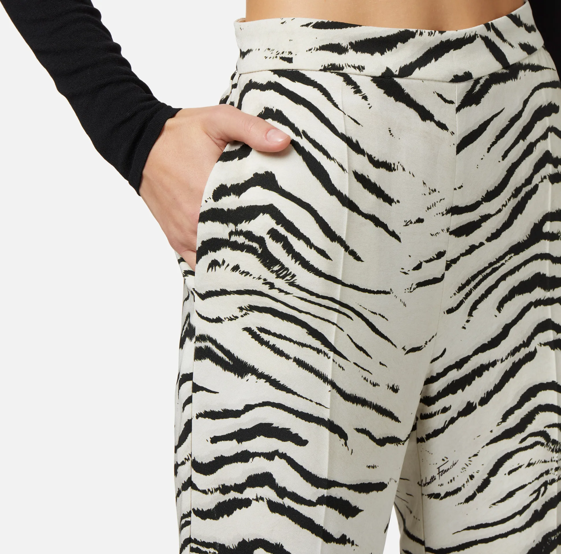 Elisabetta Franchi Pantaloni E Shorts^Pantalone Dritto In Cady Di Viscosa Stampa Animalier