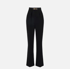 Elisabetta Franchi Pantaloni E Shorts^Pantalone Dritto In Crepe Leggero Con Moschettone