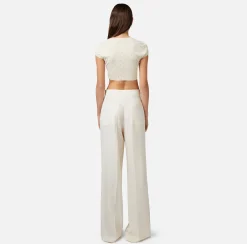 Elisabetta Franchi Pantaloni E Shorts^Pantalone Dritto In Fresco Di Lana Con Inserto Laterale