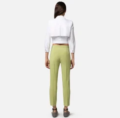 Elisabetta Franchi Pantaloni E Shorts^Pantalone Dritto In Tessuto Tecnico Bielastico Con Morsetto