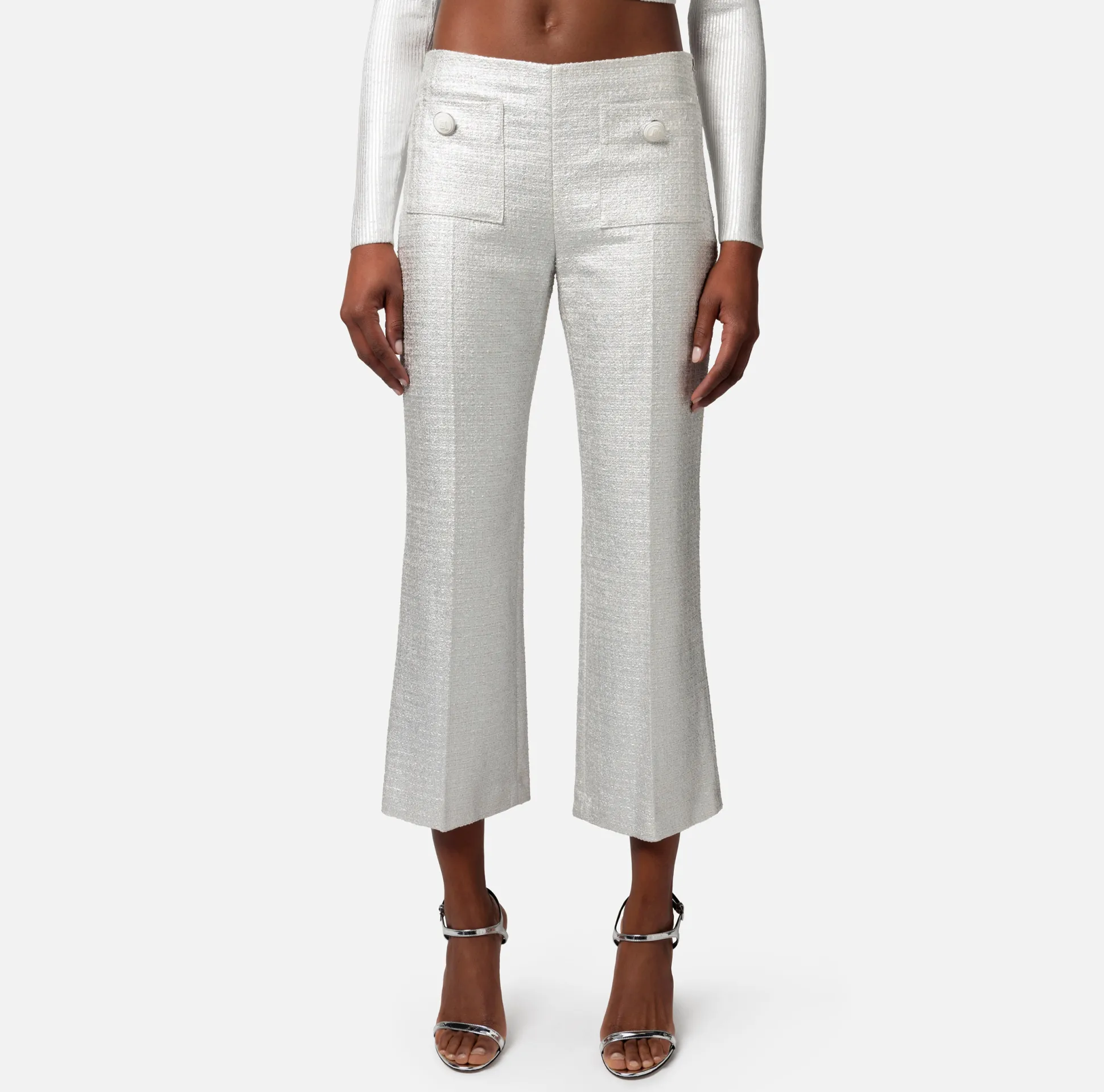 Elisabetta Franchi Pantaloni E Shorts^Pantalone Dritto In Tweed Laminato