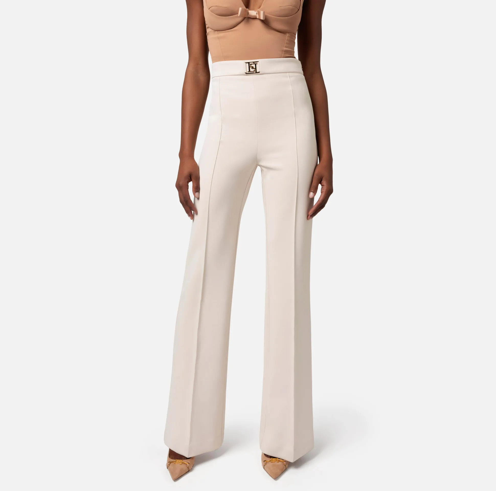 Elisabetta Franchi Pantaloni E Shorts^Pantalone Palazzo In Crepe Stretch