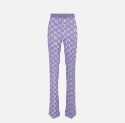 Elisabetta Franchi Pantaloni E Shorts^Pantalone Palazzo In Crepe Stretch Stampa Logo