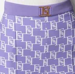 Elisabetta Franchi Pantaloni E Shorts^Pantalone Palazzo In Crepe Stretch Stampa Logo