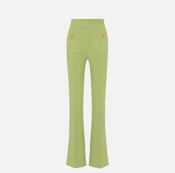 Elisabetta Franchi Pantaloni E Shorts^Pantalone Palazzo In Crepe Stretch Con Placche Logo