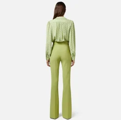 Elisabetta Franchi Pantaloni E Shorts^Pantalone Palazzo In Crepe Stretch Con Placche Logo