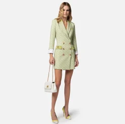 Elisabetta Franchi Abiti^Robe Manteau In Crepe Stretch Stampa Logo