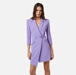Elisabetta Franchi Abiti^Robe Manteau In Crepe Stretch Asimmetrico