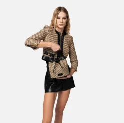 Elisabetta Franchi Borse A Tracolla^Secchiello In Rafia Jacquard