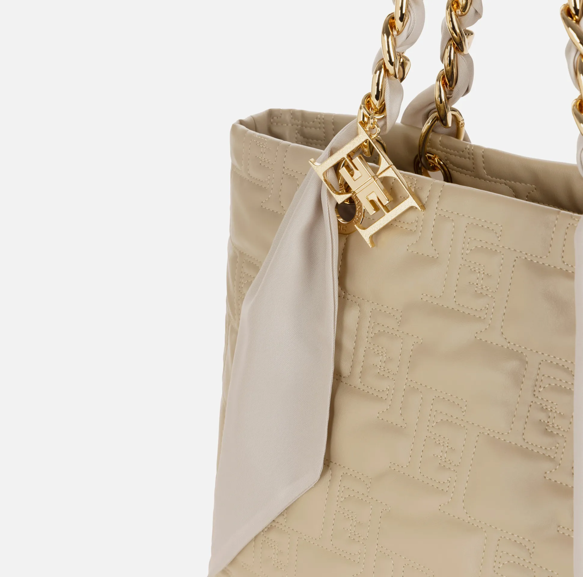 Elisabetta Franchi Borse A Spalla^Shopper Grande Con Catena Foulard
