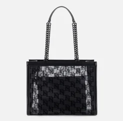 Elisabetta Franchi Borse A Spalla^Shopper Grande In Rete Flock