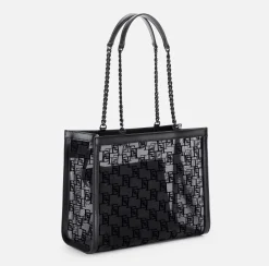 Elisabetta Franchi Borse A Spalla^Shopper Grande In Rete Flock