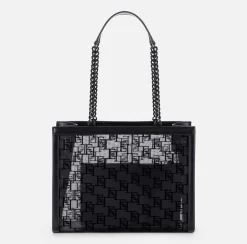 Elisabetta Franchi Borse A Spalla^Shopper Grande In Rete Flock