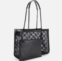 Elisabetta Franchi Borse A Spalla^Shopper Grande In Rete Flock