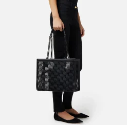 Elisabetta Franchi Borse A Spalla^Shopper Grande In Rete Flock