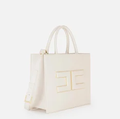Elisabetta Franchi Borse A Mano^Shopper Media Con Placca Logo