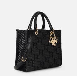 Elisabetta Franchi Borse A Mano^Shopper Media In Rafia Jacquard Con Charms