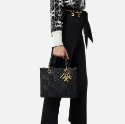 Elisabetta Franchi Borse A Mano^Shopper Piccola In Rafia Jacquard Con Charms