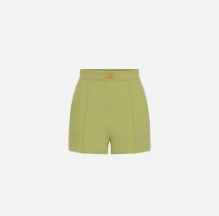 Elisabetta Franchi Pantaloni E Shorts^Short In Crepe Con Placca Logo