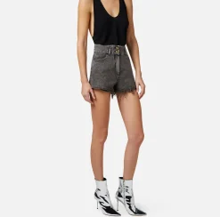 Elisabetta Franchi Pantaloni E Shorts^Shorts In Denim Sfrangiato
