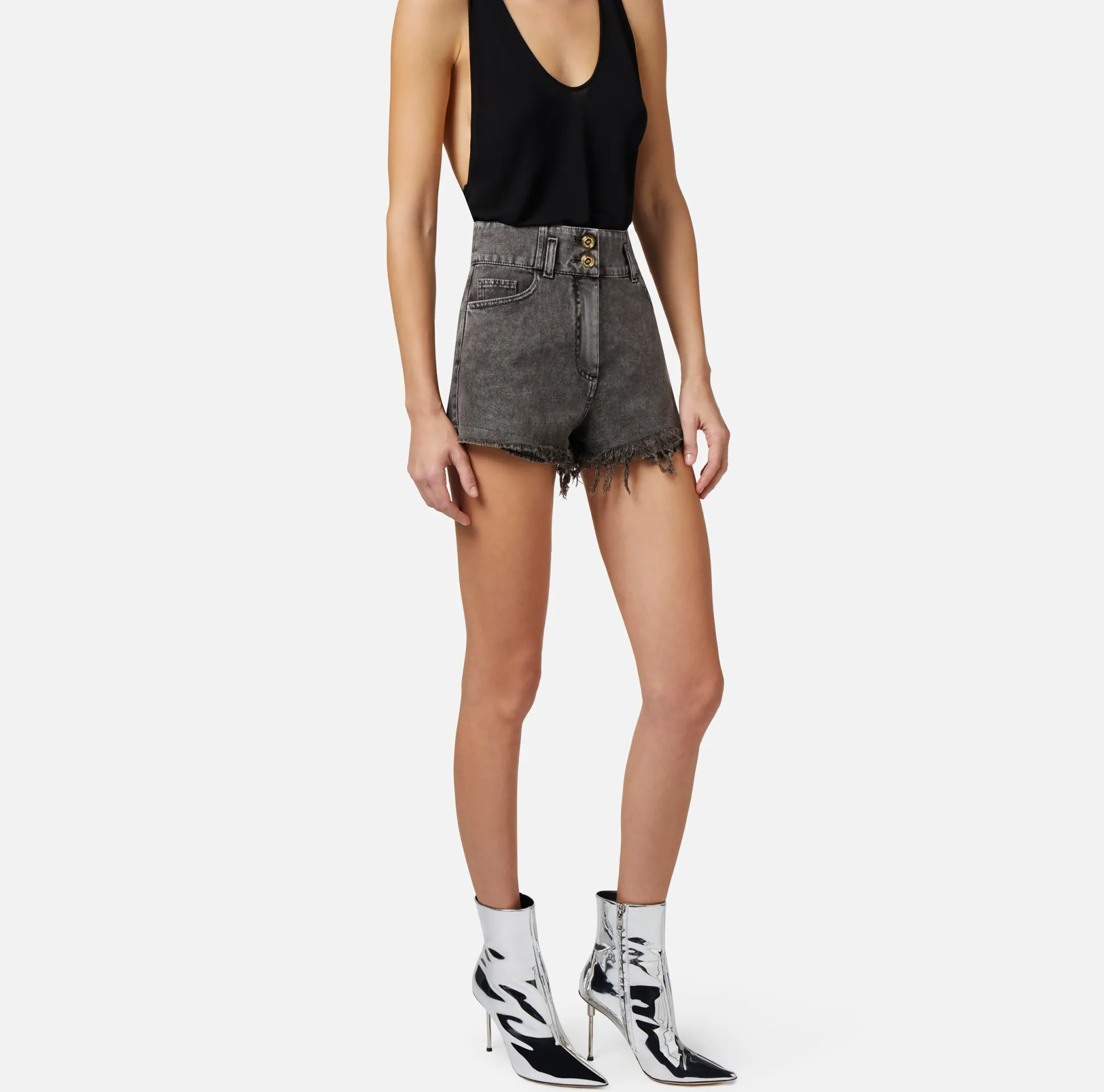 Elisabetta Franchi Pantaloni E Shorts^Shorts In Denim Sfrangiato