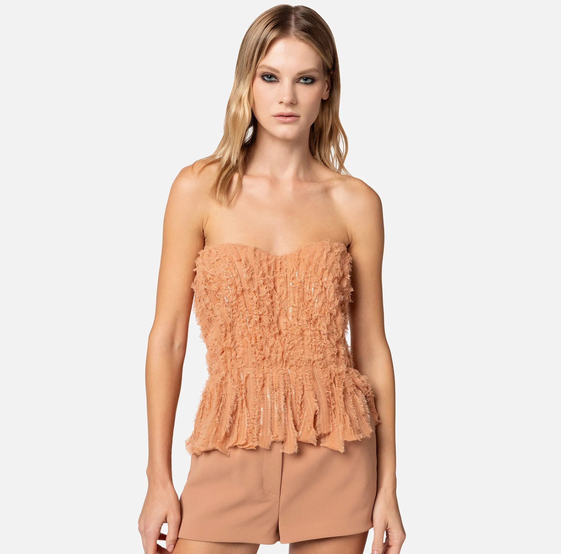 Elisabetta Franchi Top, T-Shirt & Body^Top Bustier In Organza Sfrangiata