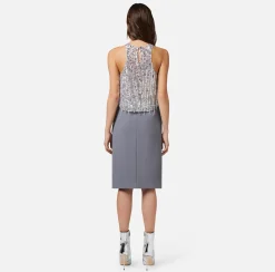 Elisabetta Franchi Top, T-Shirt & Body^Top Cropped In Tulle Con Frange Di Perline E Paillettes