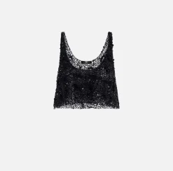 Elisabetta Franchi Top, T-Shirt & Body^Top Cropped In Tulle Ricamato