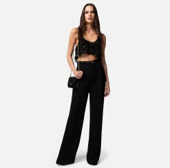 Elisabetta Franchi Top, T-Shirt & Body^Top Cropped In Tulle Ricamato