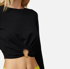 Elisabetta Franchi Maglieria E Felpe^Top Cropped In Viscosa Con Anello