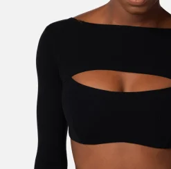 Elisabetta Franchi Top, T-Shirt & Body^Top Cropped In Viscosa Con Cut Out