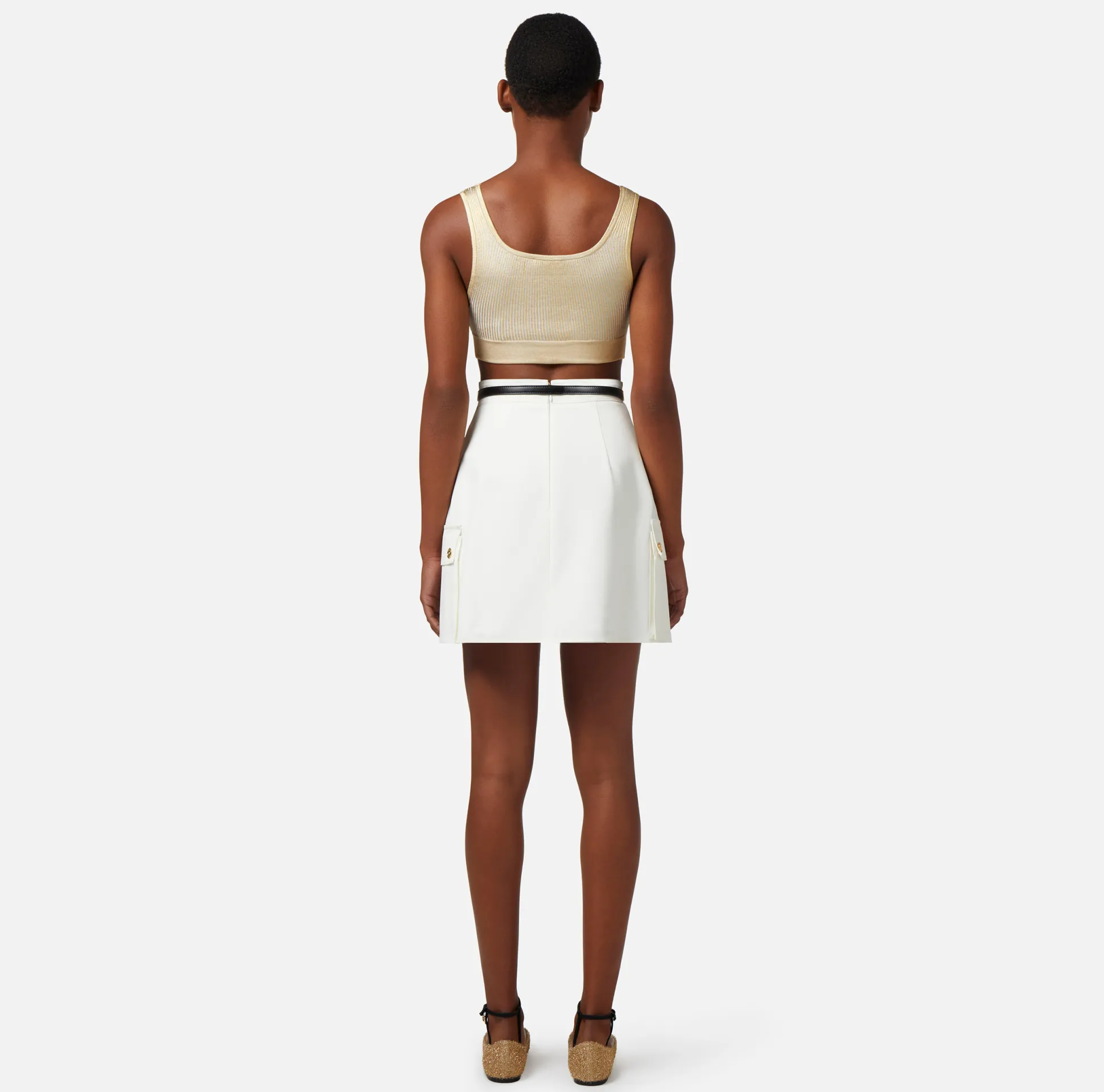 Elisabetta Franchi Top, T-Shirt & Body^Top Cropped In Viscosa Laminata