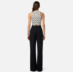 Elisabetta Franchi Top, T-Shirt & Body^Top In Crepe Stretch Stampa Logo Con Catena Foulard