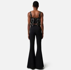 Elisabetta Franchi Top, T-Shirt & Body^Top In Tulle Con Ricamo Geometrico