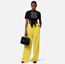 Elisabetta Franchi Top, T-Shirt & Body^T-Shirt Cropped In Jersey Con Nodo E Stampa