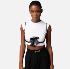 Elisabetta Franchi Top, T-Shirt & Body^T-Shirt In Cotone Con Accessorio Reggiseno