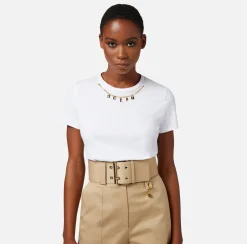 Elisabetta Franchi Top, T-Shirt & Body^T-Shirt In Jersey Con Accessorio Charms
