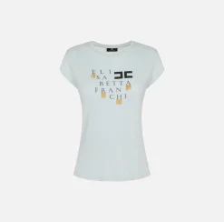 Elisabetta Franchi Top, T-Shirt & Body^T-Shirt In Jersey Con Logo E Frange