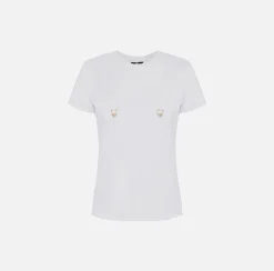 Elisabetta Franchi Top, T-Shirt & Body^T-Shirt In Jersey Con Piercing