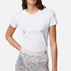 Elisabetta Franchi Top, T-Shirt & Body^T-Shirt In Jersey Con Piercing