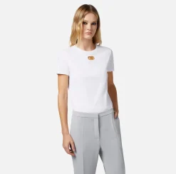 Elisabetta Franchi Top, T-Shirt & Body^T-Shirt In Jersey Con Placca Logo