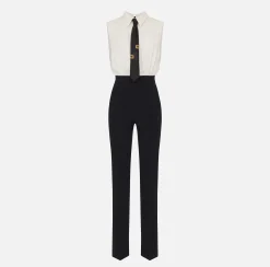 Elisabetta Franchi Tute^Tuta Combinata In Crepe E Viscosa Con Cravatta